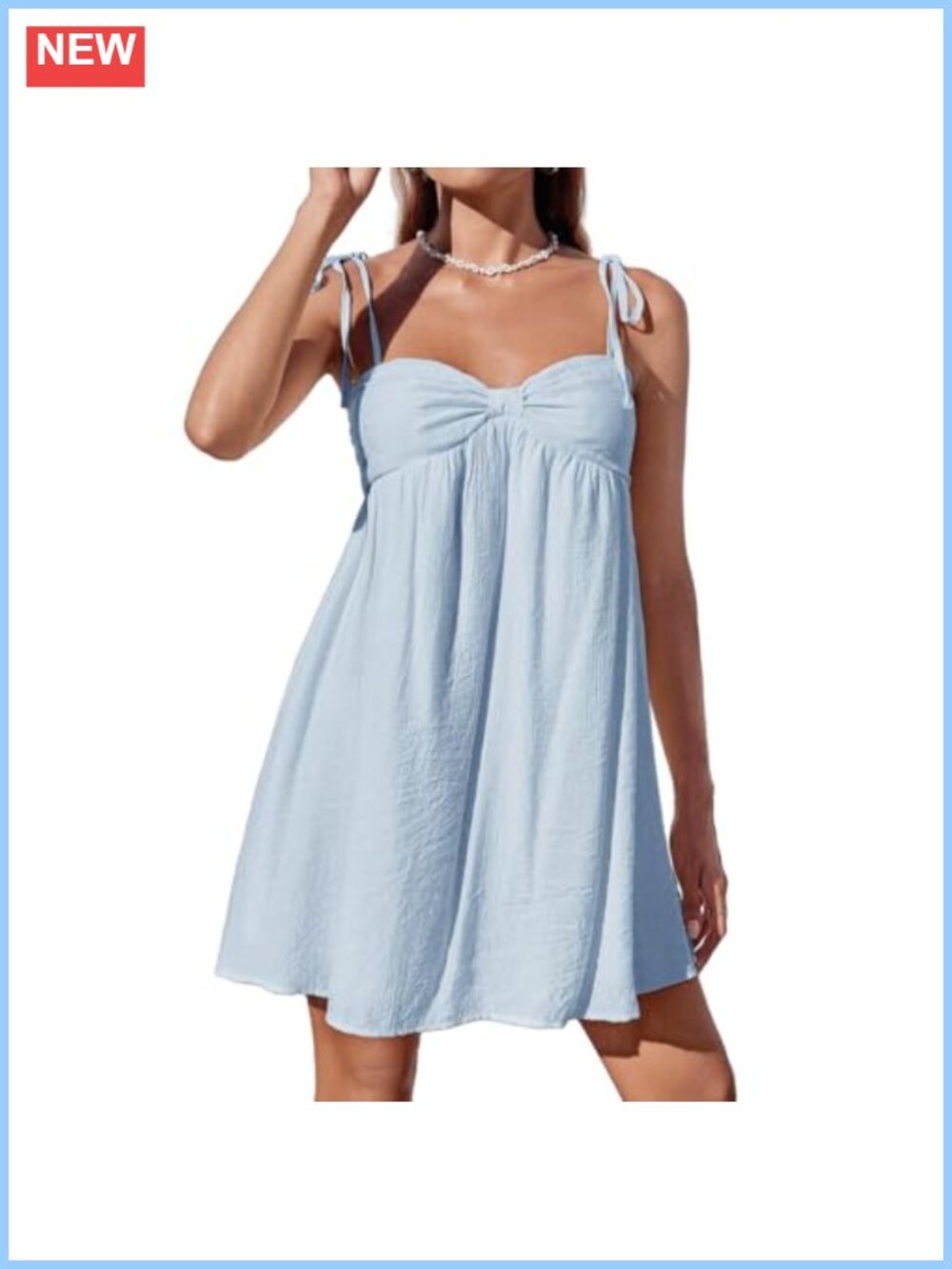 Ruched Tie Shoulder Sleeveless Cami Dress Flowy A-Line Backless Mini